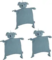 VICASKY 3pcs Cotton Blanket Stuffed Rabbit Teething and Sensory Toys for Infants