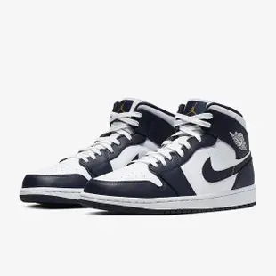 【NIKE 耐吉】Air Jordan 1 Mid Obsidian 白 男鞋 黑曜石 藍白休閒鞋 AJ1(554724-174)