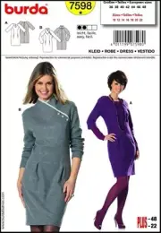 Burda 7598 Misses Dress Sewing Pattern Neckline Variations Size 10-22 Uncut