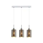 CLA Lighting ESPEJO3 Interior Iron & Chrome Glass with Dotted Effect Oblong Pendant Light- 3 lits Straight