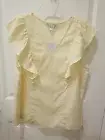 Croft & Barrow Women Ruffle Top Yellow Gingham Large