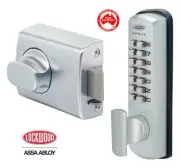 LOCKWOOD Digital Keyless Lock Satin Chrome Lock-0021KDXSC- Push Button-Free Post