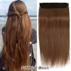 100% Remy Clip in Human Hair Extensions One Piece Weft 3/4 Full Head Thick Piece