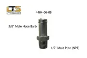 3/8" Beaded Hose Barb x 1/2" Male Pipe NPT Steel Adapter 4404-06-08