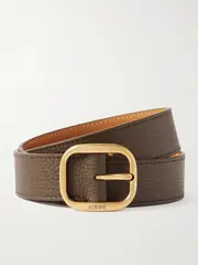 [LOEWE] LOEWE - Textured-leather Belt - Brown - 100 100 Brown