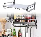 Wall Mounted Microwave Shelf Oven Storage Rack Cabinet Holder Open Shelf w/ Hook