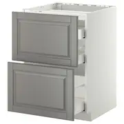 METOD / MAXIMERA base cab f hob/2 fronts/3 drawers, white/Bodbyn grey, 60x60x80 cm