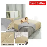 Stylish Waterproof Dog Bed Blanket - Beige & Light Grey Reversible Cover 68x82