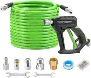 Tool Daily 50 FT Sewer Jetter Kit for Pressure Washer – Includes Short Power Was