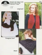 Plymouth Yarn Knitting Pattern S041 Easy Beginner Scarves & Shawl Eyelash Ladder
