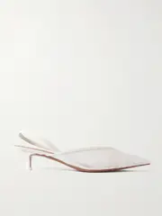 [NEOUS] NEOUS - Irena Satin And Lace-trimmed Mesh Slingback Pumps - Cream - IT38 IT 38 Cream