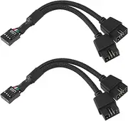 LT Easiyl 2Pcs USB 2.0 9Pin Female to Dual 9Pin Male Extension Cable Motherboard 9Pin USB2.0 Header Splitter Cable Cord Nylon Braided for Computer Internal Motherboard