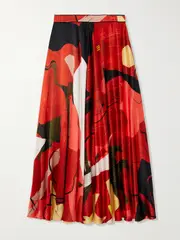 [Roksanda] Roksanda - Ameera Printed Satin Midi Skirt - Red - UK 6 UK 6 Red