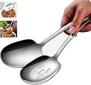 SIAIQIANG Extra Large Serving Spoons Set,18/8 Stainless Steel Slotted Spoon and Serving Spoon,9.8 Inch Buffet Spoons Set,Tabletop Flatware Utensil (2pack)