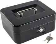 Steel Cash Box Safe Chest Key Lock Money Document Cash Jewelry NEW