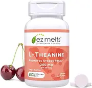 EZ Melts L Theanine 200mg Tablets to Support Healthy Stress Response L Theanine Supplement to Promote Relaxation Zero Sugar Dissolvable L Theanine 200mg Tablets Vegan L Theanine Supplements
