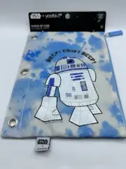 Disney Star Wars x Yoobi R2-D2 Binder Zip Pencil Case Pouch White Blue NEW