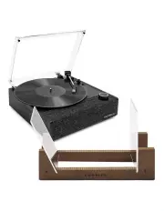 [Victrola] Eastwood II Turntable + Bundled Crosley Record Storage Display Stand in Black