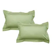 Pair of 400TC Egyptian Cotton Sateen Supremo Aloe (Hay) Tailored Pillowcases 48 x 73 + 5cm