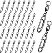 30 Pcs Stainless Steel Fishing Swivels, High Strength Snap Swivel Lure Tackle Clips Steel Swivel Fishing Tackle Saltwater & Freshwater Coast Lock Fishing Clips Ball Bearing Swivels