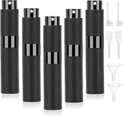 Segbeauty Perfume Atomiser, Pack of 5 Travel Perfume Refillable Bottle, Scent Pump Case 10ml Perfume Spray Bottle, Portable Small Travel Atomizer for Men (Black)