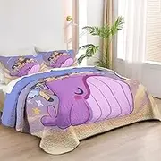 Allenjoy King Size Kpop Squad Quilt Bedspreads Melody Seven Bed Set Bedding Coverlet Fabric Washable with 2 Pillow Shams SC00116-007