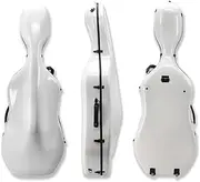 YoungMonic New Advance 1/2 Small Size Cello Case Carbon Fiber Cello Box Wheels Strong Light Cello Bag for Children, Adult (White)