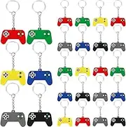 36 Pieces Video Game Controller Keychains Game Controller Handle Key Ring Video Game Keychain Pendant for Video Game Party Favors Birthday Baby Shower Child Present, 6 Colors