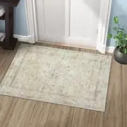 Washable Area Rug 2x3 - Farmhouse Indoor Entry Rug Mat 2'x3'/24''x36'' Beige