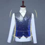 Mens Waistcoat Glitter Vest Sequin Top Party Night Club Stage Dress Costume