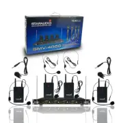 Headset Lavalier Bodypacks Microphone 4CH Church VHF Wireless Microphone System