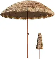 Parasol Umbrella Tropical Straw Parasol Umbrella, Pool Patio Waterproof Tilt Umbrella, for Travel Sun and Outdoor, 240cm/280cm Sun Shade (Size : 9.8ft)