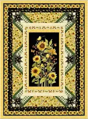 Sunflower Splendor 66" X 90" Sunflower And Goldfinch Panel Twin Size Quilt T&B