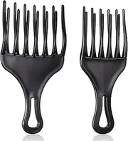 2 Pieces Double Fist Hair Lift Combs - Large and Small Plastic Detangle Wig Braid Pick Hair Styling Tool for Women Men (3.8 x 7 Inch, 2.6 x 6.4 Inch)