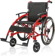 Wheelchair Folding Lightweight Wheelchair Aluminum Multifunctional Manual Wheelchair W/Liftable and Foldable Armrests Shock-Absorbing Driving Trolley for Adults Driving Trolley
