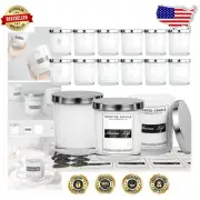 Bulk 10oz Candle Containers: 16 Thick Jars with Metal Lids & Labels for Crafting