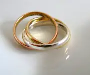Wedding Jewelry Unique Silver Looped Stripe Ring with Red and Yellow 14K Gold