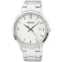 在飛比找momo購物網優惠-【SEIKO 精工】精工大錶徑石英鋼帶男錶-白色(SGEH7