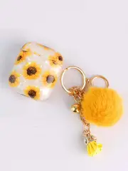1 Only For Apple AirPods 1&2 Cute Sunflower Patterned Cover Case With Pendant