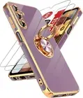 For Samsung Galaxy A15 5g Case With Gold Edge Plating & Screen Protector Purple