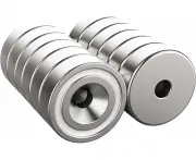 12Pcs Magnets 6 Kg Strength 16 X 5 Mm With Hole And Cap, Countersunk Pot Magnet With Screw