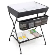 Babyjoy Portable Baby Change Table Folding Nursery Organizer w/Storage Shelf Diaper Changing Station Grey
