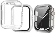 2 Pack [Hard PC + Transparent Soft TPU] Protective Case for Apple Watch Series 7 41mm, Full Coverage Anti-Scratch Screen Protector for iWatch 7 (Clear+White)
