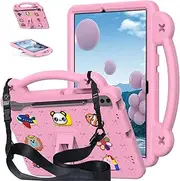 [Nexue] Case for Samsung Galaxy Tab S10 Plus/ S9 Plus/ S8 Plus/ S7 FE/ S7 Plus 12.4 Inch,EVA Shockproof Case with Handle/Kickstand/Shoulder Strap Cute Kids Cover (Pink)