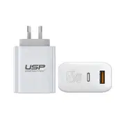Usp 65W Dual Ports Usb C Usb A Pd Gan Wall White Laptop Charger