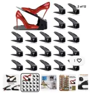 Shoe Organizers Adjustable Shoe Stackers 20pk-BLACK