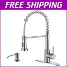 Durable Stainless Steel Kitchen Faucet with Pull Down Sprayer and Soap Holder