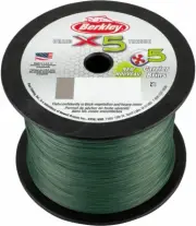 NEW 2018 Berkley X5 2000m Braid Bulk Spool Low-vis Green 30Lb / 13.61kg 0.20mm