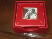 Sherborne Coasters size frames red leather 4” set of 4 in holder