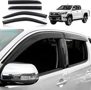 Weather Shields for Toyota Hilux Accessories N80 2015-2025 Dual Cab, Weathershields Window Visors Wind Deflectors Sun Rain Guard Car Exterior Smoke Black, 4PCS